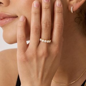 14K Gold Plated Premium Cubic Zirconia Engagement Ring for Women | Promise Eternity Ring Jewelry